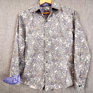 Tasso Elba Mens Paisley 100% Cotton Collared Button Down Sz 15-15 1/2 Casual